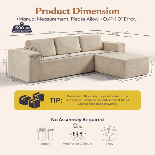 Sovari Cloud Modular Sectional — 106"